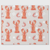 Lobster Crustacean Waterverf Snowflake Pattern Cadeaupapier (Vlak)