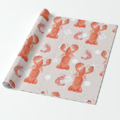 Lobster Crustacean Waterverf Snowflake Pattern Cadeaupapier (Uitgerold)