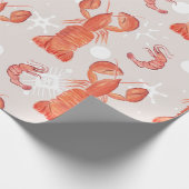Lobster Crustacean Waterverf Snowflake Pattern Cadeaupapier (Hoek)