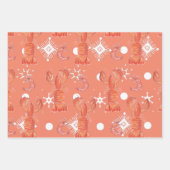 Lobster Crustacean Waterverf Snowflake Pattern Inpakpapier Vel (Voorkant 3)