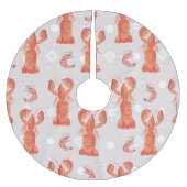 Lobster Crustacean Waterverf Snowflake Pattern Kerstboom Rok (Voorkant)