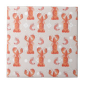 Lobster Crustacean Waterverf Snowflake Pattern Tegeltje (Voorkant)