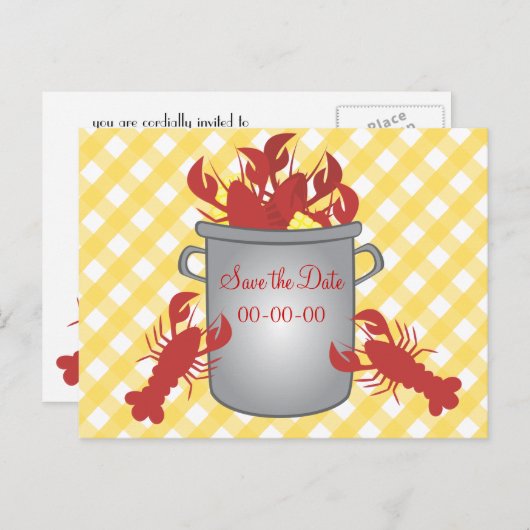 Lobster Dinner Save the Date Aankondigingskaart (Voorkant / Achterkant)