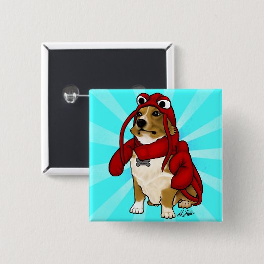 Lobster Dog Button (Voorkant /achterkant)