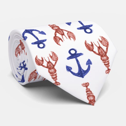 Lobster en Anchors Stropdas (Opgerold)
