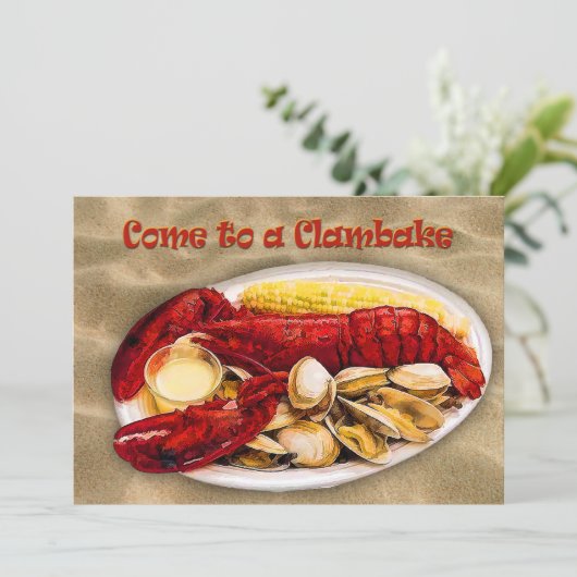 Lobster en Clams Clambake Kaart (Staand voorkant)