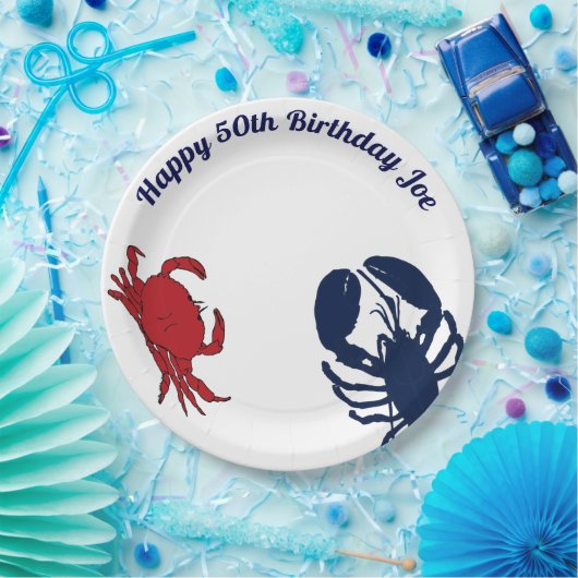 Lobster en Crab All Occasion Custom Paper-Borden Papieren Bordje (Feest)