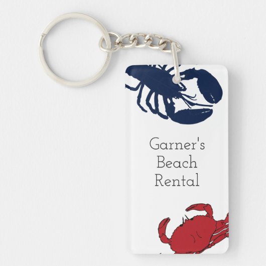 Lobster en Crab Custom Beach House Key Ring Sleutelhanger (Voorkant)