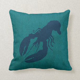 Lobster en Crab in Ocean Green Blue Kussen