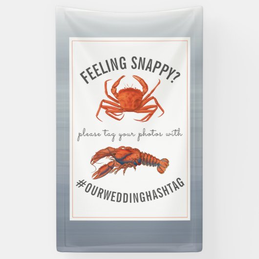 Lobster en Crab Wedding Hashtag Chambray Spandoek (Verticaal)