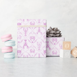 Lobster en Krabben Licht Roze Preppy  Cadeaupapier