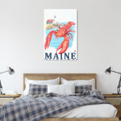 Lobster en Portland Lighthouse Scene Canvas Afdruk (Insitu (Slaapkamer))