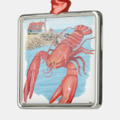 Lobster en Portland Lighthouse Scene Metalen Ornament (Links)