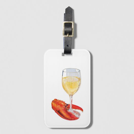 Lobster en wijn bagagelabel (Voorkant (verticaal))