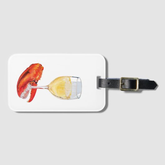 Lobster en wijn bagagelabel (Voorkant (horizontaal))