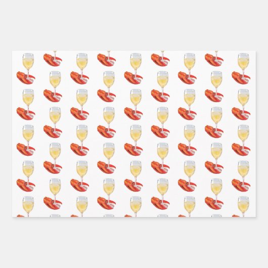 Lobster en wijn inpakpapier vel (Voorkant)