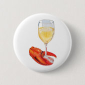 Lobster en wijn ronde button 5,7 cm (Voorkant)