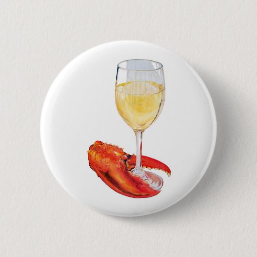 Lobster en wijn ronde button 5,7 cm (Voorkant)