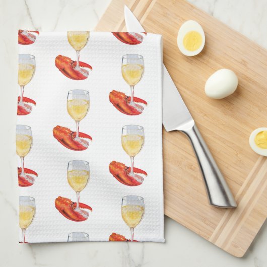 Lobster en wijn theedoek (Quarter Fold)