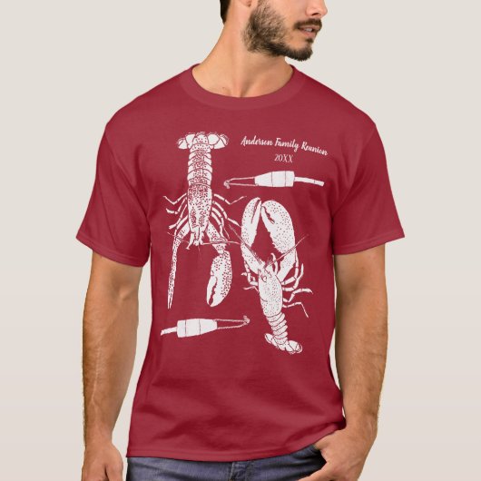 Lobster en Wooden Vist Aangepast bericht T-shirt (Voorkant)