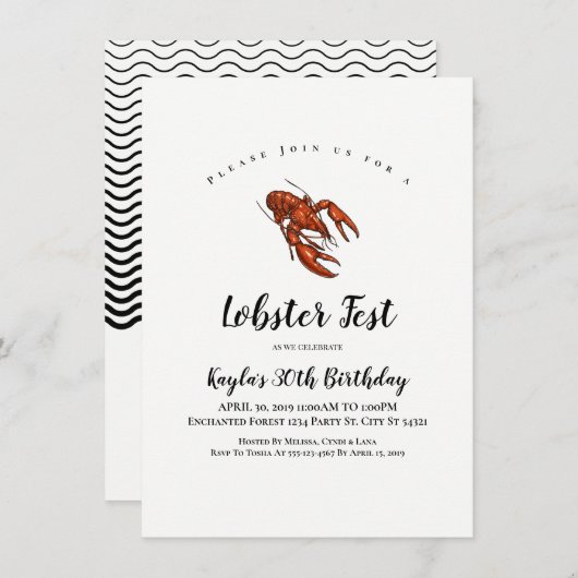 Lobster Fest Invitations Kaart (Voorkant / Achterkant)