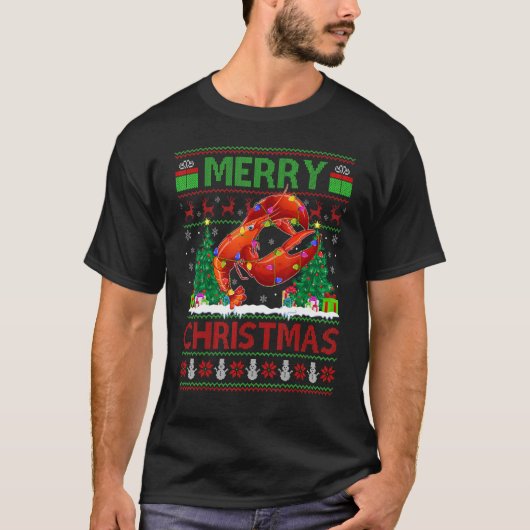 Lobster Fish   Xmas Tree Ugly Santa Lobster Christ T-shirt (Voorkant)