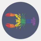 Lobster Graphic met Pride Rainbow Stripes Ronde Sticker (Voorkant)