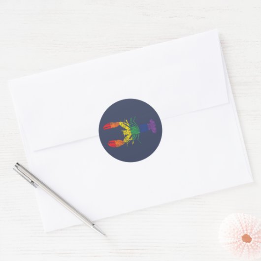 Lobster Graphic met Pride Rainbow Stripes Ronde Sticker (Envelop)