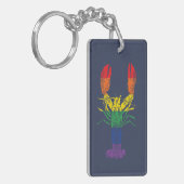 Lobster Graphic met Pride Rainbow Stripes Sleutelhanger (Voorkant Links)