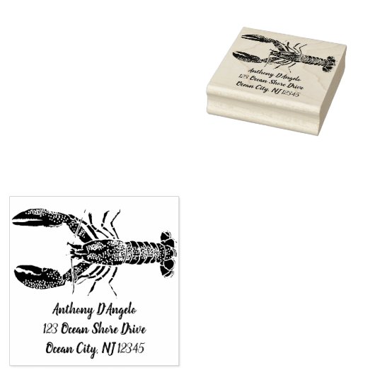 Lobster Graphic Return-adres Rubberstempel (Gestempeld)