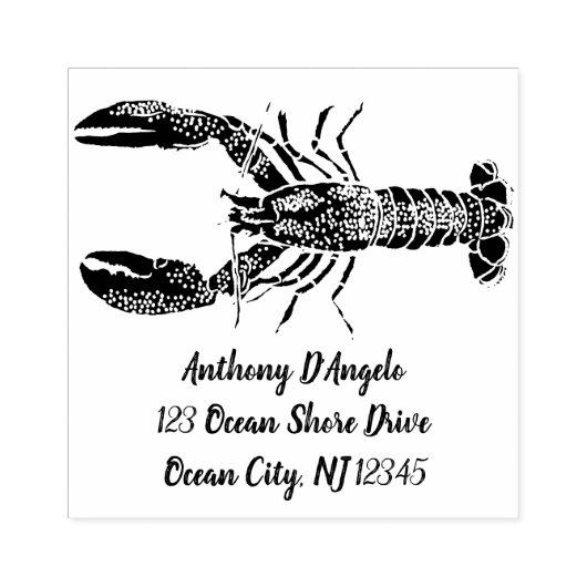 Lobster Graphic Return-adres Rubberstempel (Afrduk)
