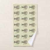 Lobster Illustration Antiek Maine Seafood Bad Handdoek (Handdoek)