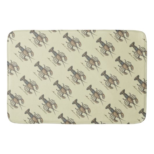 Lobster Illustration Antiek Maine Seafood Badmat (Voorkant)