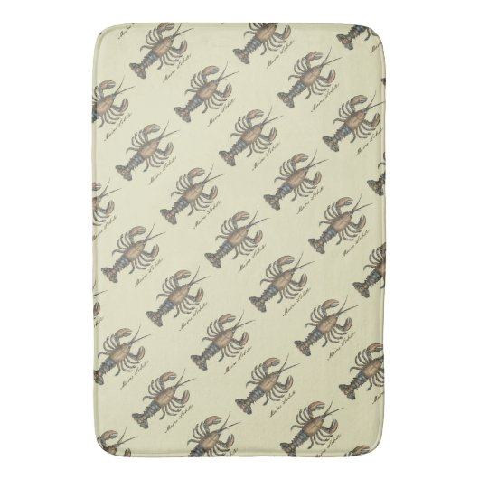 Lobster Illustration Antiek Maine Seafood Badmat (Voorkant Verticaal)