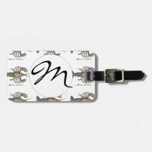 Lobster Illustration Antiek Maine Seafood Bagagelabel