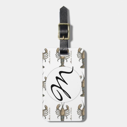 Lobster Illustration Antiek Maine Seafood Bagagelabel (Voorkant verticaal)