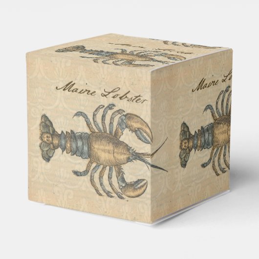 Lobster Illustration Antiek Maine Seafood Bedankdoosjes (Achterkant)