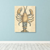 Lobster Illustration Antiek Maine Seafood Canvas Afdruk (Insitu (Houten vloer))