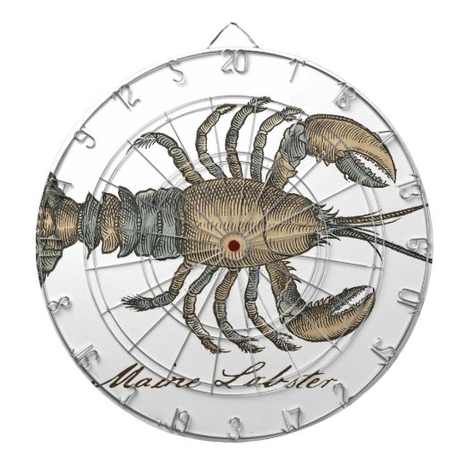 Lobster Illustration Antiek Maine Seafood Dartbord (Voorkant)