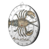 Lobster Illustration Antiek Maine Seafood Dartbord (Voorkant Rechts)