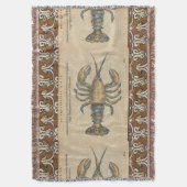 Lobster Illustration Antiek Maine Seafood Deken (Voorkant Verticaal)