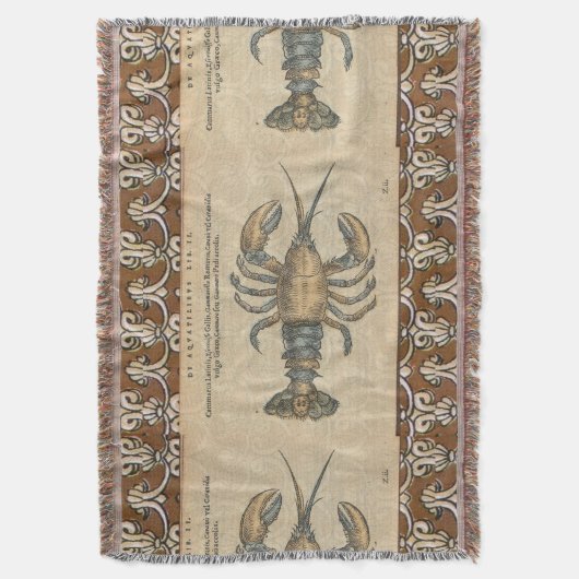 Lobster Illustration Antiek Maine Seafood Deken (Voorkant Verticaal)