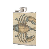 Lobster Illustration Antiek Maine Seafood Heupfles (Links)
