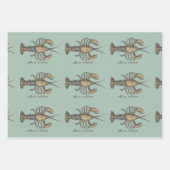 Lobster Illustration Antiek Maine Seafood Inpakpapier Vel (Voorkant)
