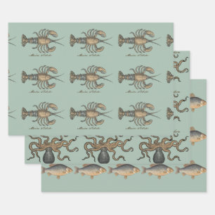 Lobster Illustration Antiek Maine Seafood Inpakpapier Vel