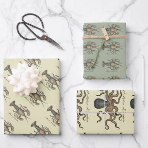 Lobster Illustration Antiek Maine Seafood Inpakpapier Vel