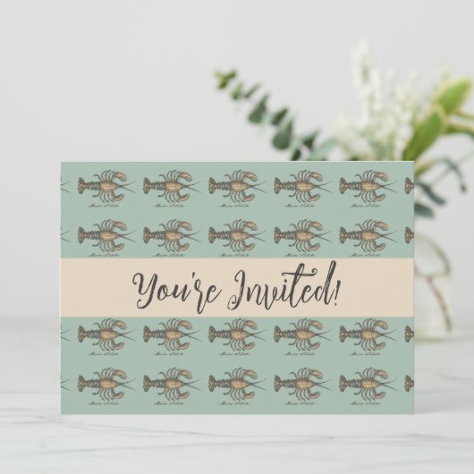 Lobster Illustration Antiek Maine Seafood Kaart (Staand voorkant)