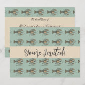 Lobster Illustration Antiek Maine Seafood Kaart (Voorkant / Achterkant)