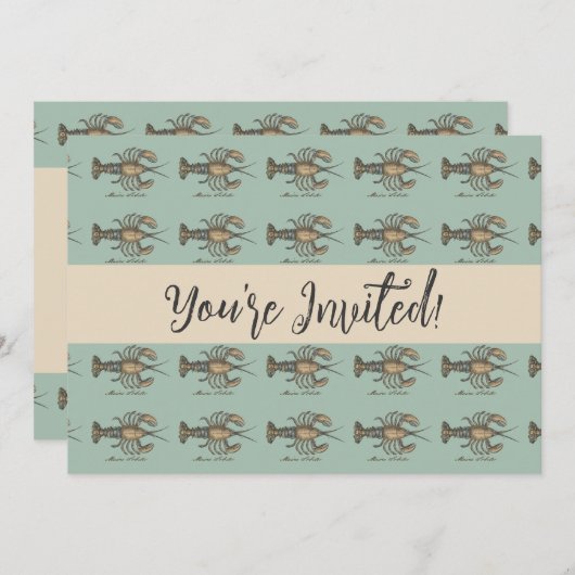 Lobster Illustration Antiek Maine Seafood Kaart (Voorkant / Achterkant)