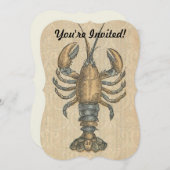 Lobster Illustration Antiek Maine Seafood Kaart (Voorkant / Achterkant)